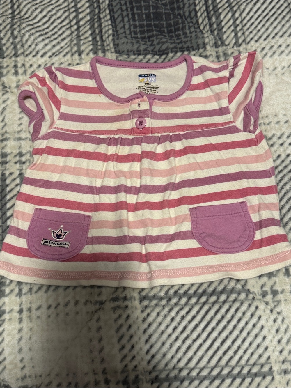 FREE w/ any purchase Pink & White Striped Baby Tee - Princess Patch
